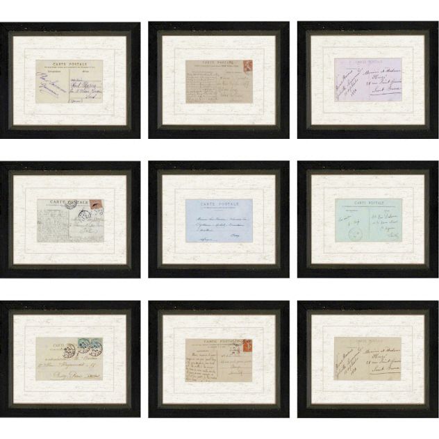 Paris Postcards 10" x 12" Framed Print, Set of Nine